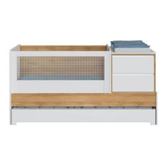 Berço Multifuncional 7 em 1 Sol e Mar - Branco com Carvalho Treviso