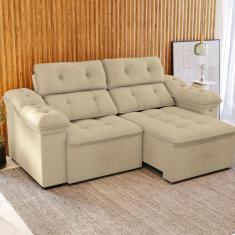 Sofá 260 cm Retrátil e Reclinável Sierra Bege