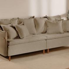 Sofá Fixo Atlas 3 Lugares Luxo 2,20 M Bege