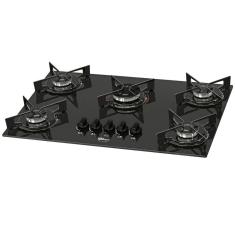 Cooktop Fit Line Fischer 5Q Vidro Preto Chama Rapida Bivolt