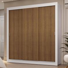 Guarda-Roupa Casal 3 Portas Correr Branco/Rustic