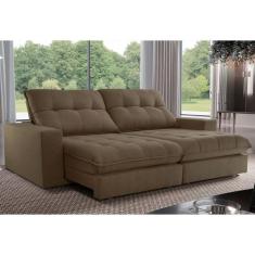 Sofa Retrátil Dublin 2,50m Mola Ensacada 04 Lugares Txr, Marrom claro