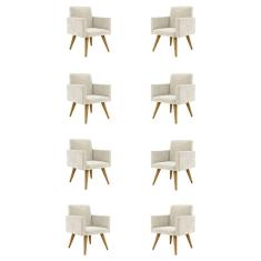 Kit 08 Cadeiras Poltronas Decorativa - Escritório - Recepção Cor:bege