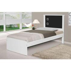 Cama Barcelona Para Quarto Solteiro  Color Branco-preto