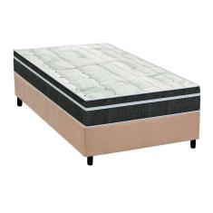 Cama Box Solteiro: Colchão Molas Orthoflex Bonnel Venezia + Base Crc Suede Bege(78X188)