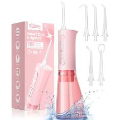 Palheta de dentes de irrigador dental: portátil sem fio 4 modos Flossers Pic 300 ml Pik de fio dental recarregável poderoso IPX7 irrigador oral à prova d'água para limpeza de gengivas suspensórios