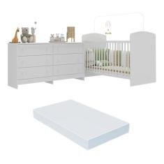Berço com Colchão Incluso e Cômoda Ana Lívia Multimóveis Mp4292 Branco