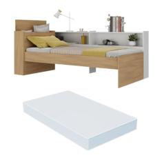 Cama de Solteiro com Colchão Incluso Baú Embutido e Prateleira Multimóveis Mp4260 Rustic/branco