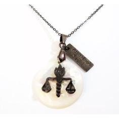 Colar Cordão Gargantilha Serviço Social Com Placa Grafite - Milena Fol