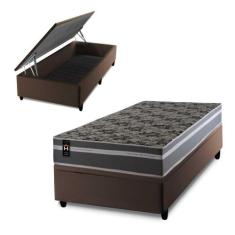 Conjunto Box Baú Miami Cinza 88x188x69 Espuma D33 - King House