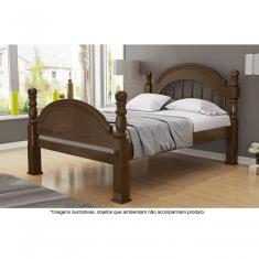 Cama Casal Em Madeira Maciça Torneada Com Pezeira Alta 1,40 Eliane Castanho