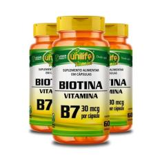 Kit 3 Vitamina B7 Biotina 60 Cápsulas Unilife