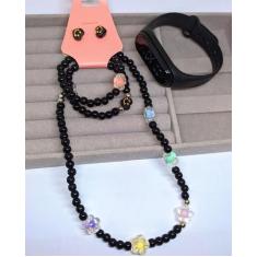 Kit Relógio Digital Led Prova água Bracelete Infantil Feminino Menina 