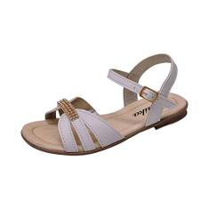 Sandália Infantil Menina Fivela Strass Tiras Branca