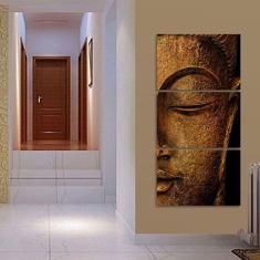 Quadro Buda Para Sala Hall decorativo 120x60 Mosaico 3 Peças