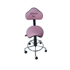 Cadeira sela estetica - regulagem de altura  a gás - para dentista, tatuador, estrela cromada  corano rosa claro