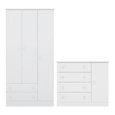 Guarda Roupa Roupeiro Infantil com Cômoda Doce Sonho Qmovi Branco