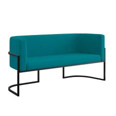 Sofá Namoradeira 2 Lugares Moderna Base Metal Black Balaqui Azul Turquesa