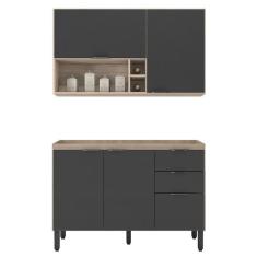 Cozinha Modulada Composição 11 Firenze 2 Peças Avena Grafito - Demóbile Avena Grafito