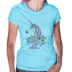 Baby Look Plena Unicórnio - Foca na Moda, Azul bebê, G