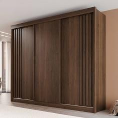 Guarda-Roupa Casal Dortmund 3 Portas 4 Gavetas Ripado 100% Mdf Savana - Pnr Móveis