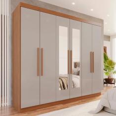 Guarda-Roupa Casal 6 Portas 4 Gavetas com Espelho New Malibu Espresso 