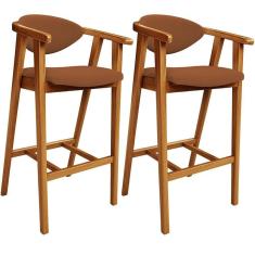 Kit 02 Banquetas Alta Cozinha Bancada Bar Sala De Jantar Fixa Cecília L02 Bouclê Terracota