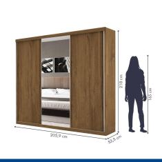 Guarda Roupa Casal Evidence Freijó 3 Portas De Correr E 3 Espelhos Minastex