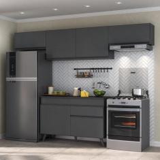 Armário de Cozinha Compacta 260cm Veneza Multimóveis V3697, Preto