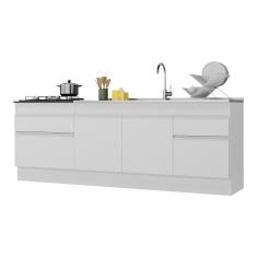 Kit Com 2 Balcões De Cozinha 150cm E 70cm V2108 Branco