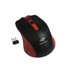 C3Tech Mouse Sem Fio Vermelho M-W20RD - Wifi 2.4Ghz, Tecnologia Free Smart Link, 1000DPI, DPI ajustavel; Ambidestro, 4Botoes, Windows, MAC OS,LINUX, CHROME OS