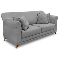 Sofá Living 2 Lugares 1,60m Vênus Veludo Cinza Grafite Pés Castanho - Pallazio
