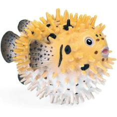 Miniatura realista de peixe-balão de plástico para colecionar e educar