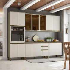 Cozinha Completa 5 Peças para 1 Forno 14 Portas Aurora Espresso Móveis Duna/Cristal