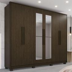 Guarda-roupa com Espelho 6 Portas 6 Gavetas Potenza Cacau