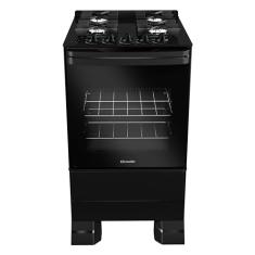 Fogão Mueller 4 bocas Preto com Mesa de Vidro e grades de ferro fundido Bivolt MFV4BF