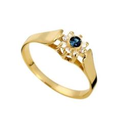 Anel Safira Formatura Feminino Ouro 18k e Diamante Natural FJM1373-4 k