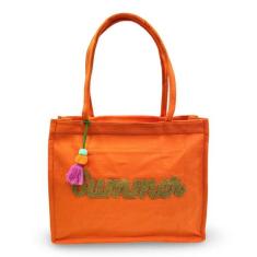 Bolsa Feminina de Praia Piscina com cores Vivas + Pompom - Royal Style
