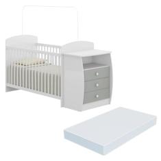 Berço Cômoda com Colchão Incluso Colinho de Mãe Multimóveis Fg2951 Branco/cinza