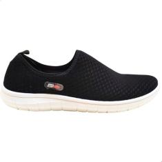 Tenis Slip On Feminino Actvitta Lycra Confortavel, 37, Preto, Branco