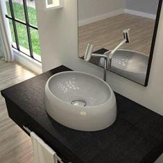 Kit Cuba Ov39 C/torneira Link 1062 Metal e Válvula Click 1 Polegada G e Sifão Cromado e Flexível Compace Cinza