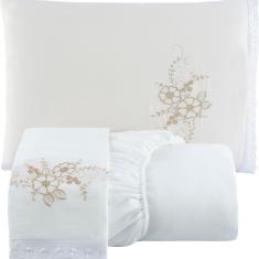 Jogo de Lençol Cama Solteiro 2 Peças com Elástico Bordado