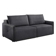 Sofá 2 Lugares Retrátil Urban Linho Grafite 160 cm - Estofart