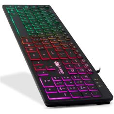  Teclado Gamer Knup Abnt2 Preto Com Luz Rgb