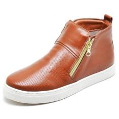 Tenis Casual Couro Feminino Cano Medio Esportivo Sola Borracha Extra Macia-Feminino