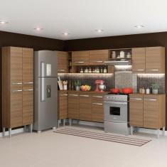 Cozinha Completa de Canto Reto Madesa Emilly Moon com Armário e Balcão 15 Portas 1 Gaveta