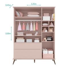 Guarda Roupa Infantil Retrô Alice 3 Portas e 2 Gavetas - PR Baby