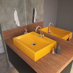 Kit Cuba RT49 com Torneira 1198 Metal e Válvula 1 Polegada e Sifão Cromado e Flexível Compace Amarelo