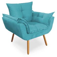 Poltrona Decorativa Opala Deluxe Suede Turquesa