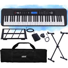 Kit Teclado Musical Digital Kobe KB-300 5/8 61 Teclas Sensíveis ao Toque com Pedal Sustain Capa e Estante